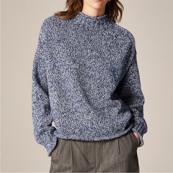 J. Crew Sweaters - J. Crew Blue Navy Ivory Marled 2025 Rollneck Sweater